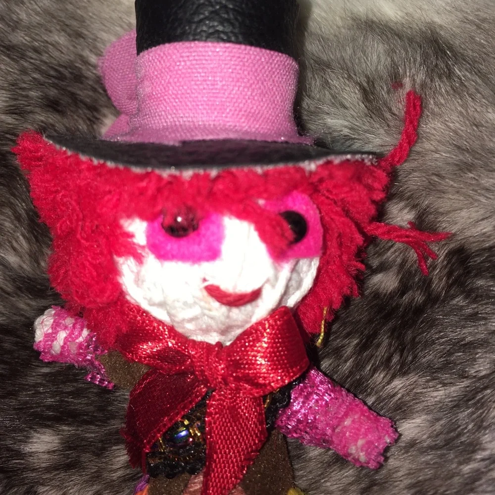 Hot Topic Pink and Red Mad Hatter Doll Keychain